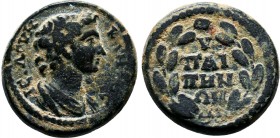 LYDIA, Hypaepa. Uncertain Pseudo-autonomous issue.(c. 138-192).AE Bronze.ΙƐΡΑ ϹVΝΚΛΗΤΟϹ.draped bust of the Senate (youthful), r / VΠΑΙΠΗΝΩΝ.in laurel ...