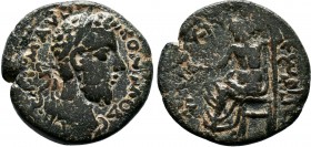 CILICIA. Philadelphia. Commodus, (177-192 AD).AE Bronze. ΑYΤ Κ Μ ΑYP ΚΟΜΜΟΔ СЄΒ Laureate head of Commodus to right, with slight drapery on his left sh...