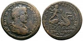 LYDIA. Sardes . Elagabalus( AD 218-222)..AE Bronze. AY KAI M AYΡ ANTΩNEINOC, laureate, draped and cuirassed bust right / EΠI T • Φ-Λ • ΦΡONTΩNOC AΡ CA...