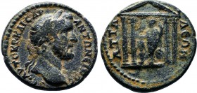 PAMPHYLIA. Attalea. Antoninus Pius (138-161 AD). AE Bronze.ΑVΤΟΚΡ ΚΑΙϹΑΡ ΑΝΤΩΝƐΙΝοϹ ϹƐ.laureate head of Antoninus Pius, r / ΑΤΤΑΛƐΩΝ.temple with four ...
