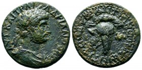 Thrace, Byzantium. Trajan. A.D. 98-117. AE 28 (28 mm, 12.94 g, 1 h). AVTO NEP TPAIANOC KAI CEB, Laureate head of Trajan right / BVZANTIΩN EΠI TPAIANOV...