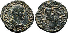 PISIDIA. Isinda Valerian I,( 253-260AD).AE Bronze. AK · ΠΛ · OVAΛЄPIΛNON CЄB Laureate, draped, and cuirassed bust r / ICIN-ΔЄΩN Mother-goddess seated ...