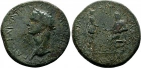 KINGS of THRACE. Rhoemetalces III, with Gaius (Caligula). Circa AD 38-46. Struck AD 38-41. Laureate head of Gaius (Caligula) left / Gaius seated left ...