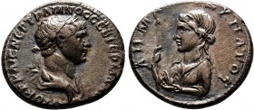 CAPPADOCIA. Caesarea. Trajan.( AD 98-117). AR Drachm . ΑΥΤΟΚΡ ΚΑΙϹ ΝΕΡ ΤΡΑΙΑΝⲰ ΑΡΙϹΤⲰ ϹΕΒ ΓΕΡΜ ΔΑΚ.Laureate bust right, slight drapery on left shoulde...