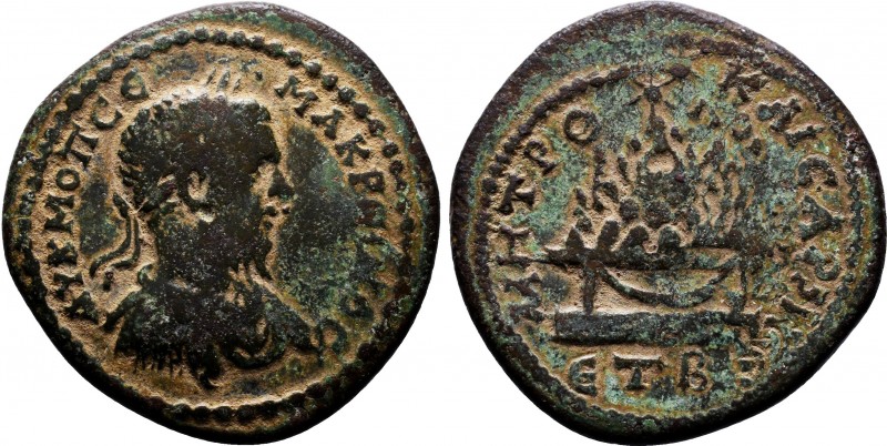 CAPPADOCIA. Caesarea. Macrinus (217-218 AD). AE Bronze.AV K M OΠ CЄ MAKPЄINOC. L...