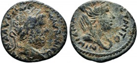 MESOPOTAMIA.Carrhae. Caracalla AD( 211-217).AE Bronze.M ANTONINVS P F AVG; laureate head right / COI MET ANTO NINIANA AVR ALEX turreted and veiled hea...