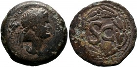 SYRIA, Seleucis and Pieria. Antioch. Domitian ,( 81-96 AD).AE Bronze. IMP DOMITIANVS CAES AVG Laureate head of Domitian to right / Large S C within wr...