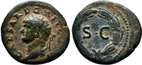 SYRIA. Seleucis and Pieria. Antioch.Domitian as Caesar,( 69-81 AD). AE Bronze.CAESAR DOMIT COS II, Laureate head left. / S C, Legend within wreath. RP...