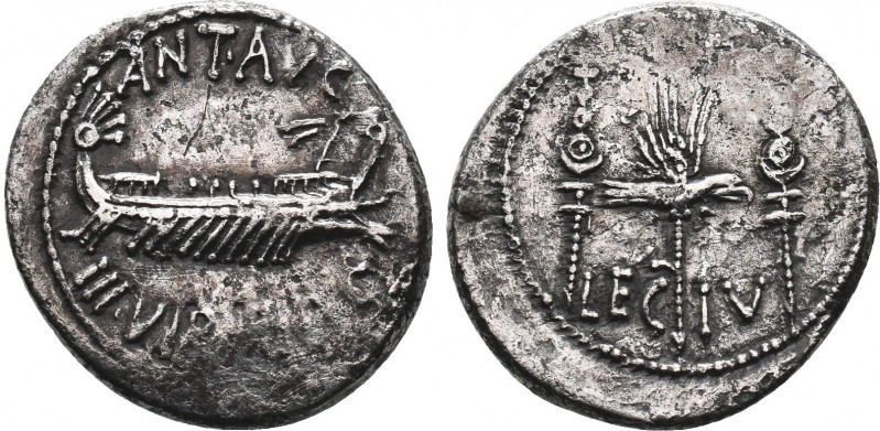 Marcus Antonius AR Denarius, LEG IV
Marcus Antonius (+30 BC). AR Denarius (17 mm...