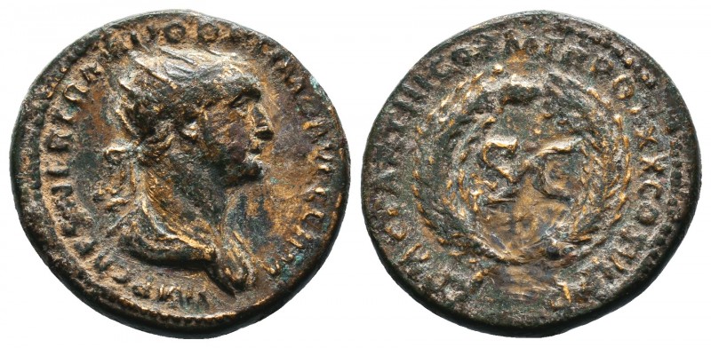 Trajan. A.D. 98-117. AE semis, struck A.D. 115-116. IMP CAES NER TRAIANO OPTIMO ...