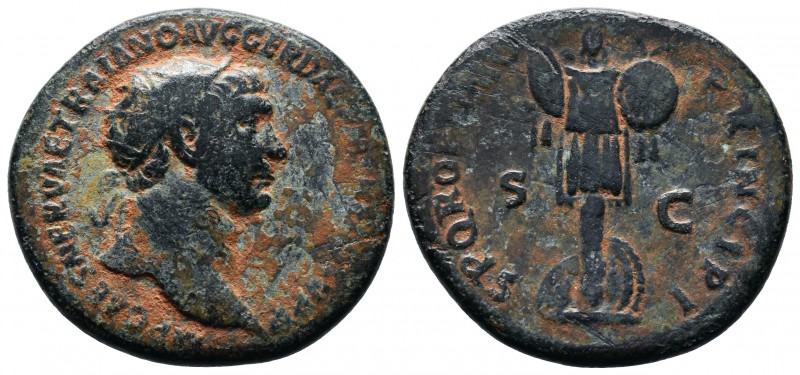 TRAJAN, A.D. 98-117. AE Dupondius. Rome Mint, A.D. 103-111.
RIC-586. "IMP CAES N...