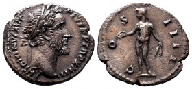 Antoninus Pius AR Denarius. Rome, AD 145-161 ANTONINVS AVG PIVS PP, laureate head right / TR POT COS IIII LIB IIII, Liberalitas standing left, holding...