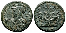 MAXIMINUS DAIA (Caesar, 305-310). Follis. Antioch.
Obv: MAXIMINVS NOB CAES.
Helmeted and cuirassed bust facing, head left, spear over shoulder and hol...