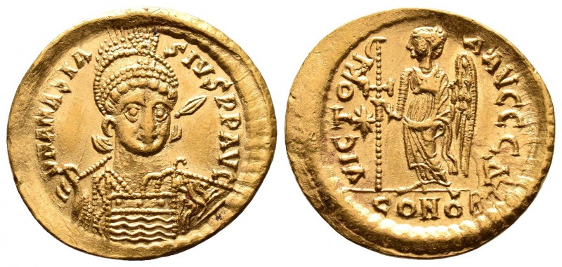 Anastasius (AD 491-518). AV solidus . Constantinople, 8th officina, AD 498-518. ...