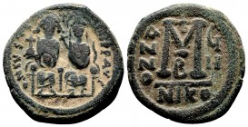 Justin II , with Sophia (565-578 AD). AE Follis

Condition: Very Fine

Weight: 12.8 gr
Diameter:27 mm