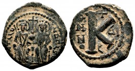 Justin II , with Sophia (565-578 AD). AE Half Follis

Condition: Very Fine

Weight: 7.4 gr
Diameter:25 mm
