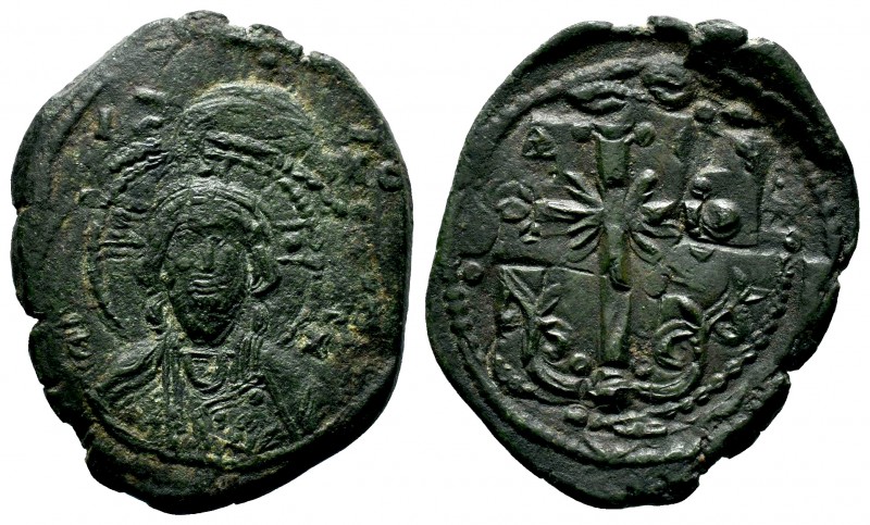 BYZANTINE EMPIRE. 976-1025 AD. AE Anonymous Follis. Bust of Jesus Christ.

Condi...