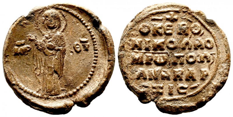 The Mother of God/Nikolaos Metropolites. (Circa 10th-11th centuries).
Obv: Uncer...