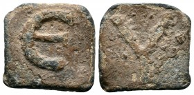 UNCERTAIN. 3rd century BC-1st century AD. PB Lead Weight wit Letters on it .
Condition: Very Fine

Weight: 9.0 gr
Diameter: 25.0 mm