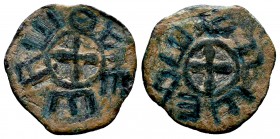 ARMENIA, Cilician Armenia. Baronial. Roupen I, 1080-1095. Pogh (Bronze, 21.5 mm, 1.76 g). +ԱաԻԲԷՆ ('Roupen' in Armenian) around cross. Rev. Ծաոա այ ('...