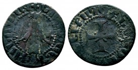 ARMENIA. Gosdantin I. 1298-1299. Æ Kardez Sis mint. Constantine (Gosdantin) standing facing, holding sword and cross / Cross with X at center. AC 418....
