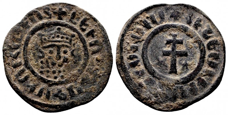 ARMENIA. Levon I (1198-1219). Ae Tank. Sis.
Obv: Crowned leonine bust facing sli...