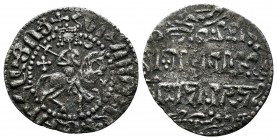 Kings of Armenia, Hetoum I (1226-1270) AR Tram. Bilingual issue, naming Kaikhusru, AH 641 / AD 1243/4. King riding on horseback right; in left field a...