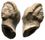Terracotta head of a goddess, 3rd century B.C.
Condition: Very Fine

Weight: 19.5 gr
Diameter:48 mm

Provenance: Property of a English gentleman