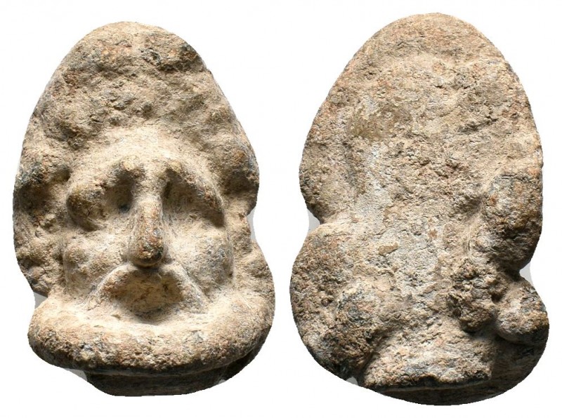 Ancient Rome, c. 1st-3rd century AD. Neat small lead head of Zeus,
Condition: Ve...