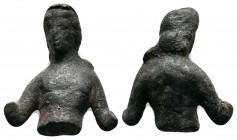 Ancient Roman bronze bust Statue, 1st - 2nd Century A.D
Condition: Very Fine

Weight: 42 gr
Diameter:40 mm

Provenance: Property of a Dutch gentleman