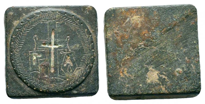 Byzantine Weights, Circa 5th-7th centuries. Weight of 1 Ounkia a uniface square ...