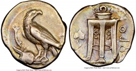 BRUTTIUM. Croton. Ca. 425-350 BC. AR stater (20mm, 7.50 gm, 4h). NGC Choice VF 5/5 - 3/5. Eagle standing left, head reverted, head of stag in talons /...