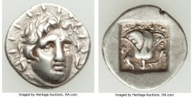 CARIAN ISLANDS. Rhodes. Ca. 188-125 BC. AR hemidrachm (13mm, 1.41 gm, 12h). ‘Plinthophoric' coinage. Dionysius, magistrate. Radiate head of Helios fac...