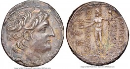 SELEUCID KINGDOM. Antiochus VIII Epiphanes Grypus (121-96 BC). AR tetradrachm (30mm, 16.47 gm, 1h). NGC Choice XF 5/5 - 3/5. Damascus, dated Seleucid ...