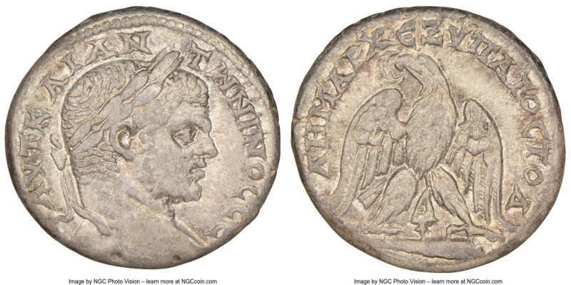 PHOENICIA. Tyre. Caracalla (AD 198-217). BI tetradrachm (26mm, 11h). NGC XF. AD ...