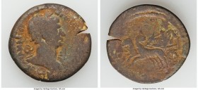 EGYPT. Alexandria. Trajan (AD 98-117). AE drachm (33mm, 14.43 gm, 1h). Fine. Uncertain date. Laureate head of Hadrian right / Dionysus, holding thyrsu...