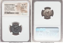 L. Philippus (ca. 113-112 BC). AR denarius (19mm, 3.84 gm, 3h). NGC Choice VF 4/5 - 2/5, graffito. Rome. ROMA in monogram, head of Philip V of Macedon...