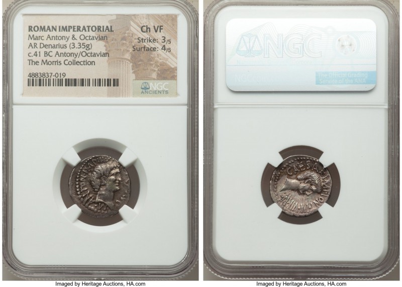 Marc Antony and Octavian, as Triumvirs and Imperators (44-30 BC). AR denarius (1...