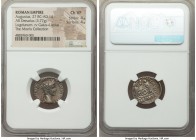 Augustus (27 BC-AD 14). AR denarius (19mm, 3.77 gm, 11h). Choice VF 4/5 - 4/5. Lugdunum, 2 BC-AD 4. CAESAR AVGVSTVS-DIVI F PATER PATRIAE Laureate head...