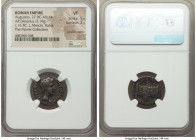 Augustus (27 BC-AD 14). AR denarius (19mm, 3.19 gm, 3h). NGC VF 5/5 - 2/5, bankers marks. Rome, Ludi Saeculares (Secular Games) issue, 16 BC, L. Mesci...