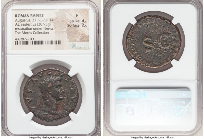 Divus Augustus (27 BC-AD 14). AE sestertius (32mm, 20.93 gm, 5h). NGC Fine 4/5 -...