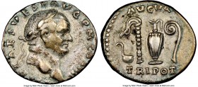 Vespasian (AD 69-79). AR denarius (18mm, 6h). NGC Choice VF, Fine Style. Rome, AD 72-73. IMP CAES VESP A-VG P M COS IIII, laureate head of Vespasian r...