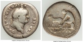 Vespasian (AD 69-79). AR denarius (18mm, 3.23 gm, 5h). Fine. Rome, AD 77-78. CAESAR VESPASIANVS AVG, laureate head of Vespasian right / IMP XIX, goat-...