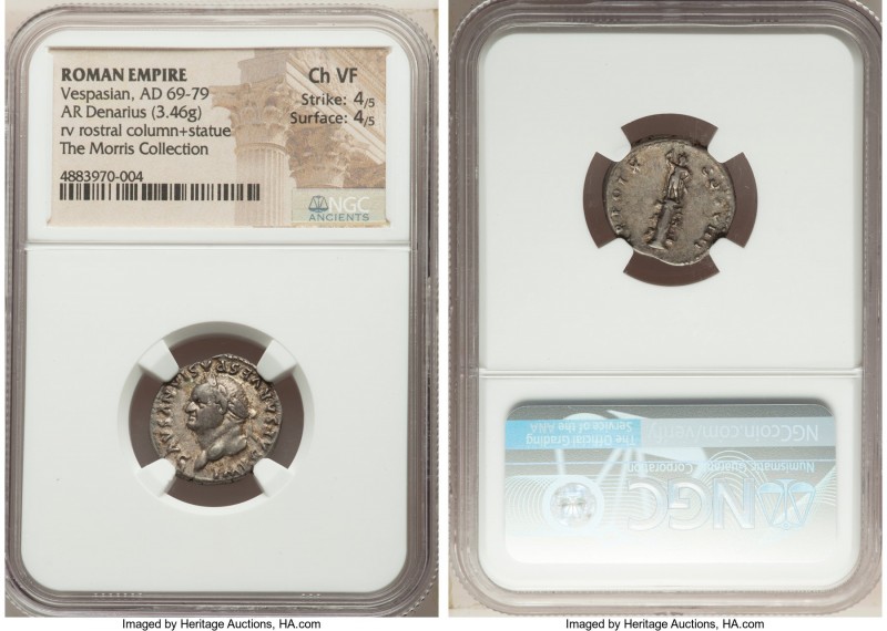 Vespasian (AD 69-79). AR denarius (18mm, 3.46 gm, 7h). NGC Choice VF 4/5 - 4/5. ...