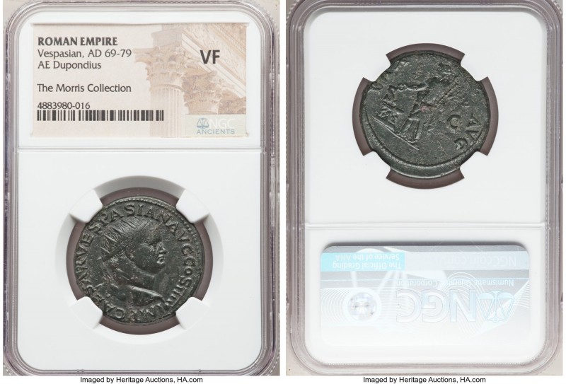 Vespasian (AD 69-79). AE dupondius (28mm, 7h). NGC VF. Lugdunum, AD 72. IMP CAES...