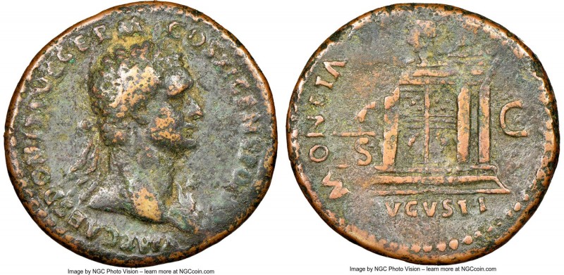 Domitian, as Augustus (AD 81-96). AE as (28mm, 11.72 gm, 6h). NGC Choice Fine S ...