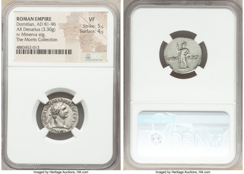 Domitian, as Augustus (AD 81-96). AR denarius (19mm, 3.30 gm, 6h). NGC VF 5/5 - ...