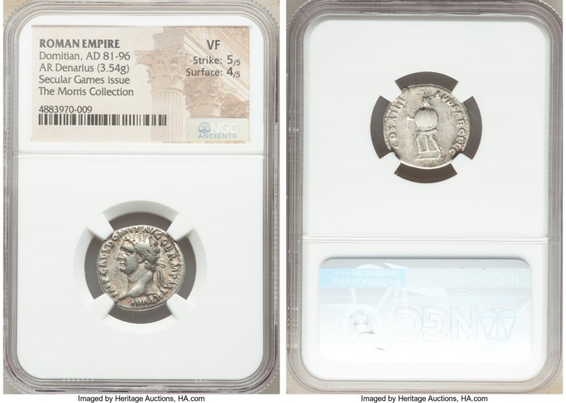 Domitian, as Augustus (AD 81-96). AR denarius (19mm, 3.54 gm, 6h). NGC VF 5/5 - ...