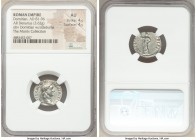 Domitian, as Augustus (AD 81-96). AR denarius (17mm, 3.62 gm, 6h). NGC AU 4/5 - 4/5. Rome, AD 88-89. IMP CAES DOMIT AVG-GERM P M TR P VIII, laureate h...