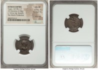 Trajan (AD 98-117). AR denarius (18mm, 2.94 gm, 6h). NGC Choice VF 4/5 - 3/5, edge chip, scratch. Rome, AD 114-117, IMP CAES NER TRAIAN OPTIM AVG GERM...